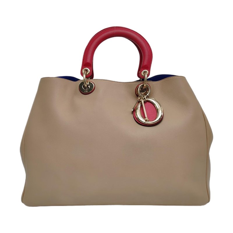 DIOR Diorissimo卡其色牛皮手提包金色五金-0