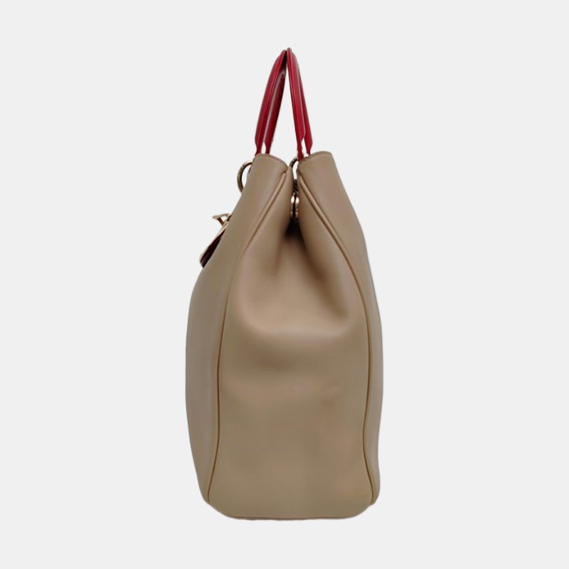 DIOR Diorissimo卡其色牛皮手提包金色五金-2