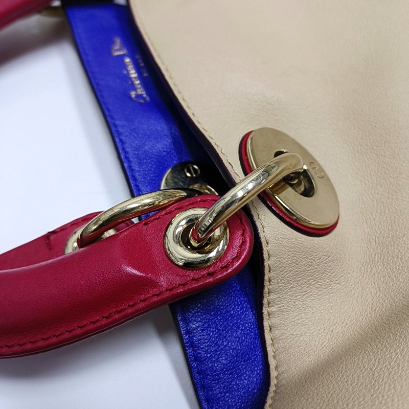 DIOR Diorissimo卡其色牛皮手提包金色五金-8