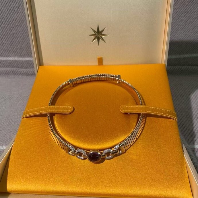 Bvlgari寶格麗Tubogas項圈金屬環鏈珠寶首飾紫水晶，貫穿各項經典的核心工藝。金屬線圈由技術精湛的工匠編織而成，2025年購入-0