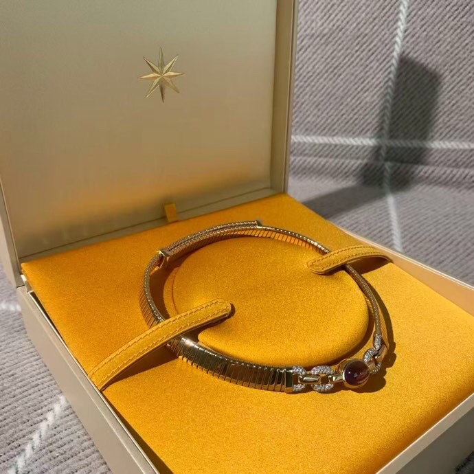 Bvlgari寶格麗Tubogas項圈金屬環鏈珠寶首飾紫水晶，貫穿各項經典的核心工藝。金屬線圈由技術精湛的工匠編織而成，2025年購入-3