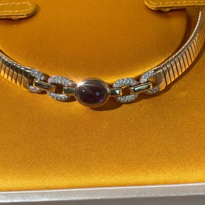 Bvlgari寶格麗Tubogas項圈金屬環鏈珠寶首飾紫水晶，貫穿各項經典的核心工藝。金屬線圈由技術精湛的工匠編織而成，2025年購入-4