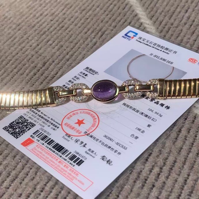 Bvlgari寶格麗Tubogas項圈金屬環鏈珠寶首飾紫水晶，貫穿各項經典的核心工藝。金屬線圈由技術精湛的工匠編織而成，2025年購入-6