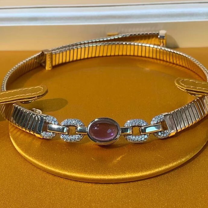 Bvlgari寶格麗Tubogas項圈金屬環鏈珠寶首飾紫水晶，貫穿各項經典的核心工藝。金屬線圈由技術精湛的工匠編織而成，2025年購入-7