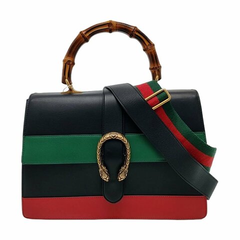 GUCCI Dionysus大號多色牛皮竹節虎頭酒神包單肩包斜挎包手提包金色五金2條可拆卸肩帶