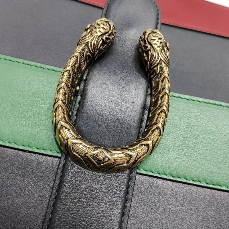 GUCCI Dionysus大號多色牛皮竹節虎頭酒神包單肩包斜挎包手提包金色五金2條可拆卸肩帶-8