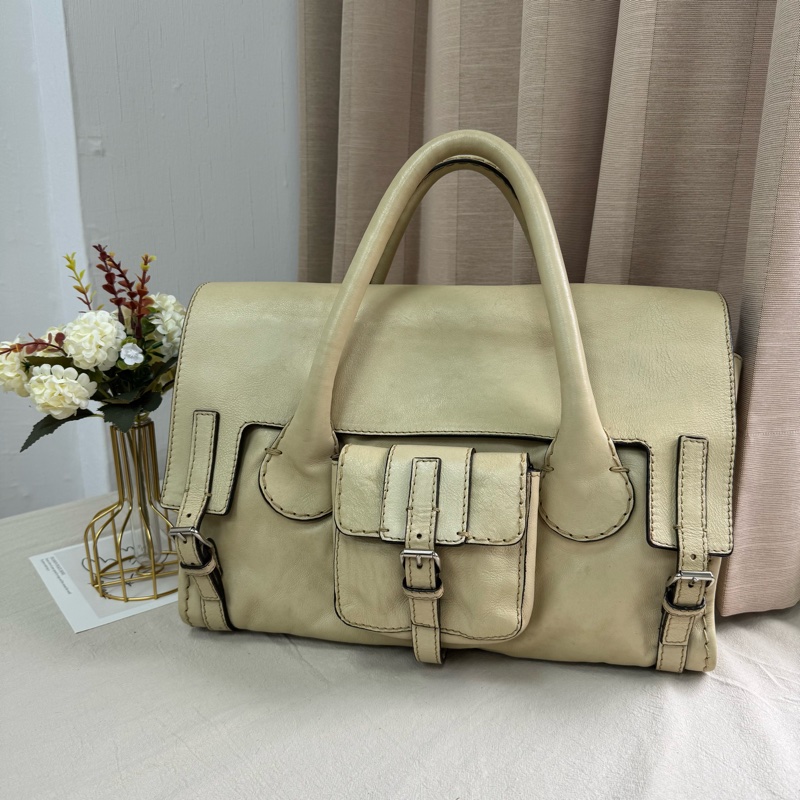 Chloe Edith Bag 中古米白前口袋手提包-0