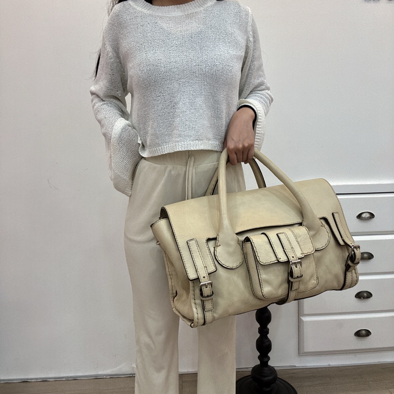 Chloe Edith Bag 中古米白前口袋手提包-1
