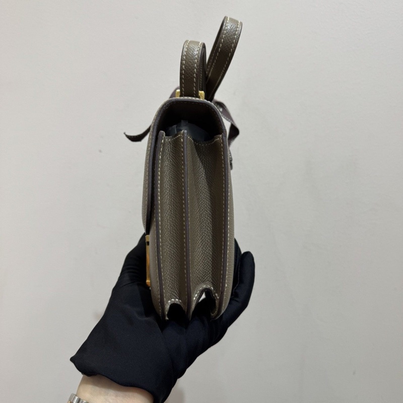 【全平台最便宜✨全套帶票】愛馬仕/Hermès 康康19 Constance mini 大象灰金扣 epsom皮 D刻-3