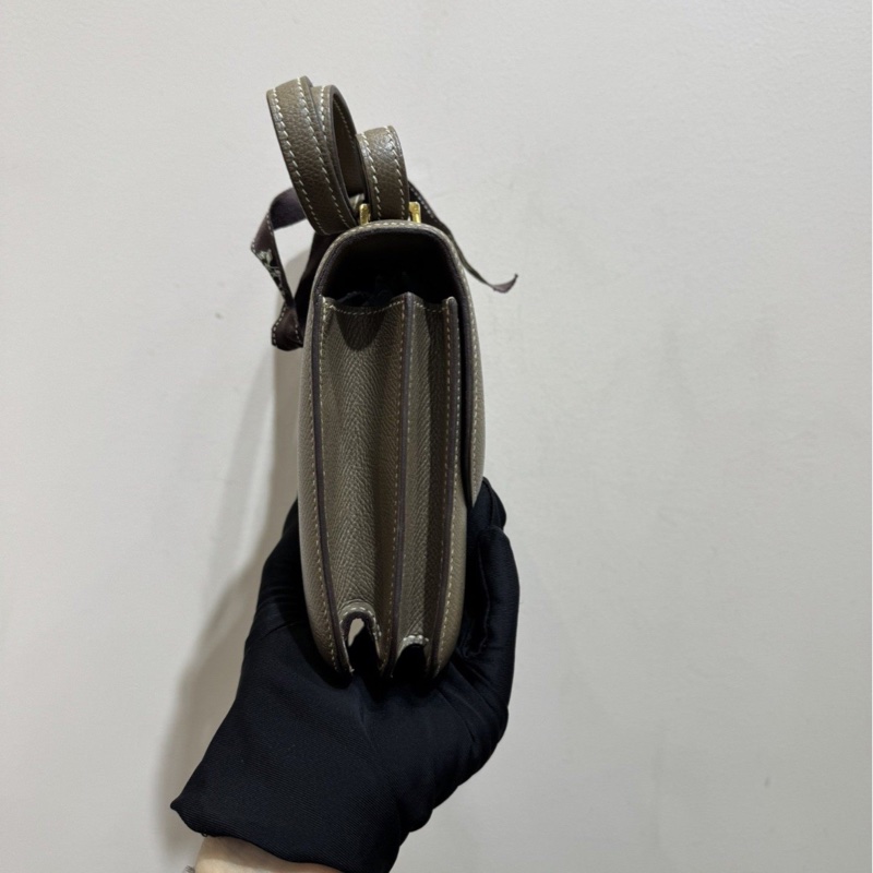 【全平台最便宜✨全套帶票】愛馬仕/Hermès 康康19 Constance mini 大象灰金扣 epsom皮 D刻-4