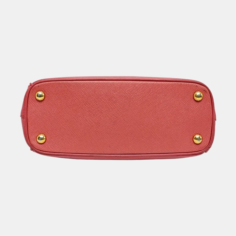 PRADA Galleria中號粉紅色牛皮徽標十字紋殺手包手提包金色五金-5