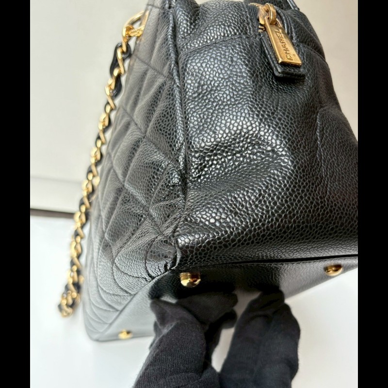 Chanel 金鍊黑荔枝皮小豆腐包 tote-7