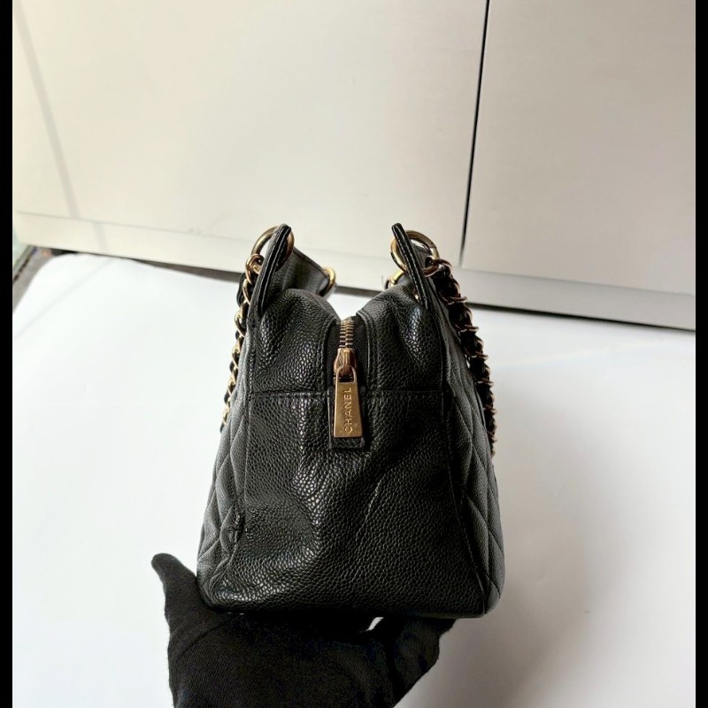 Chanel 金鍊黑荔枝皮小豆腐包 tote-11