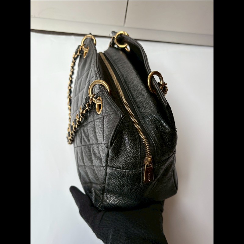Chanel 金鍊黑荔枝皮小豆腐包 tote-14