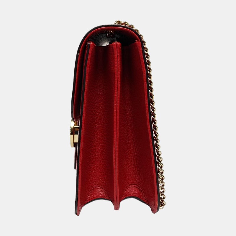 GUCCI Interlocking G大號紅色牛皮斜挎包單肩包金色五金-2