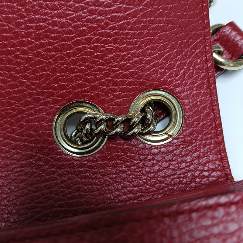 GUCCI Interlocking G大號紅色牛皮斜挎包單肩包金色五金-8