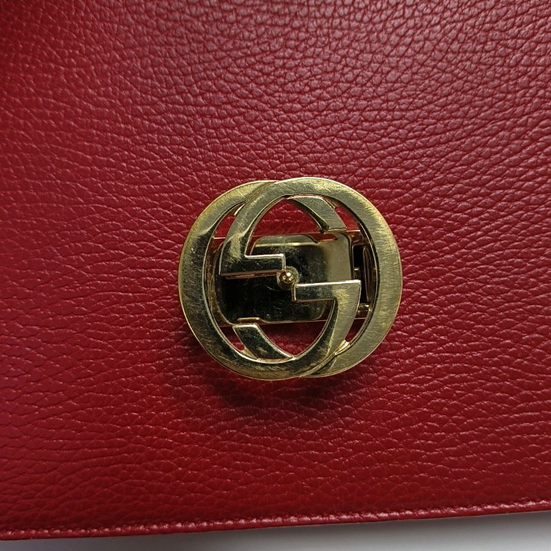 GUCCI Interlocking G大號紅色牛皮斜挎包單肩包金色五金-9