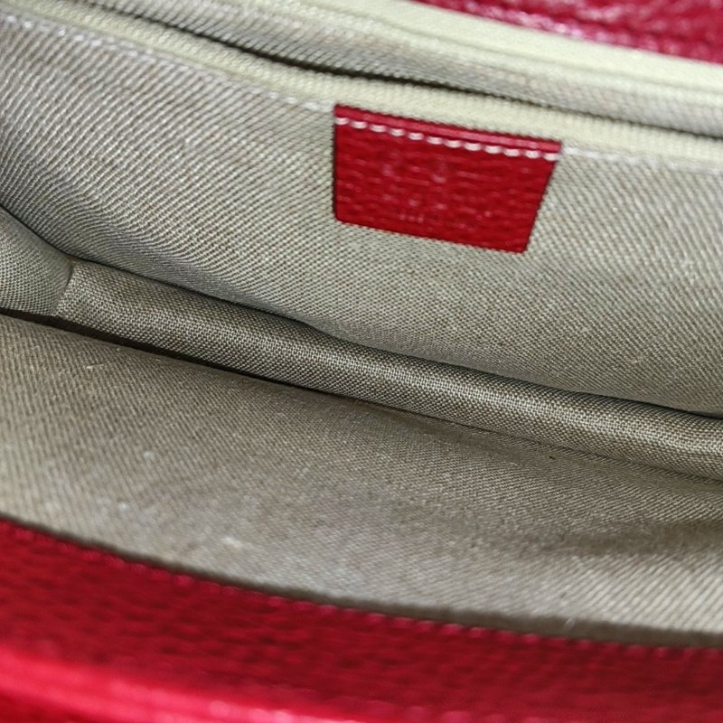 GUCCI Interlocking G大號紅色牛皮斜挎包單肩包金色五金-11