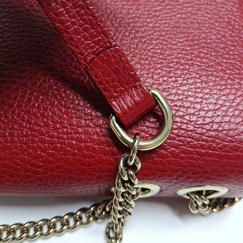 GUCCI Interlocking G大號紅色牛皮斜挎包單肩包金色五金-12