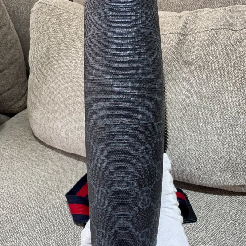 Gucci 經典Supreme藍紅織帶郵差包-5