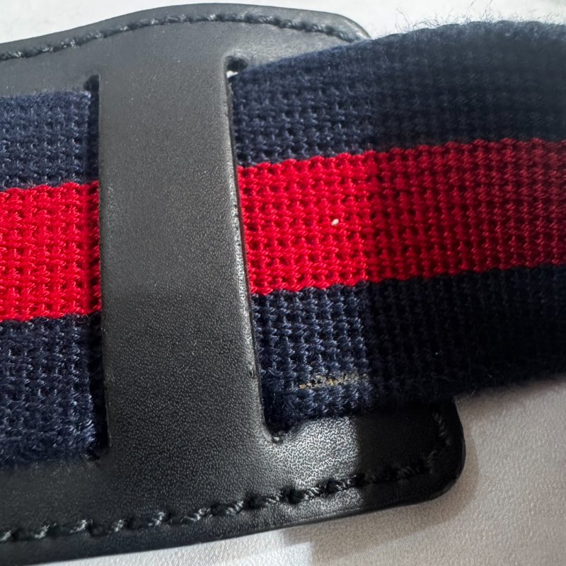 Gucci 經典Supreme藍紅織帶郵差包-12