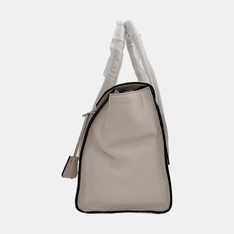 PRADA 白色牛皮單肩包斜挎包手提包 金色五金 可拆卸肩帶 9.8新-2