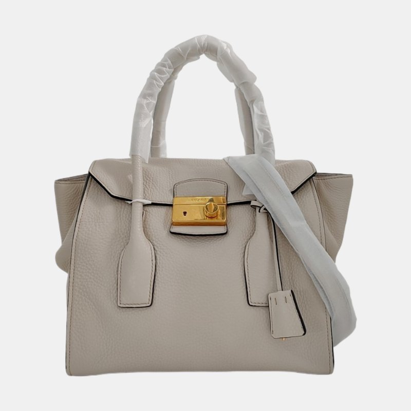 PRADA 白色牛皮單肩包斜挎包手提包 金色五金 可拆卸肩帶 9.8新-7