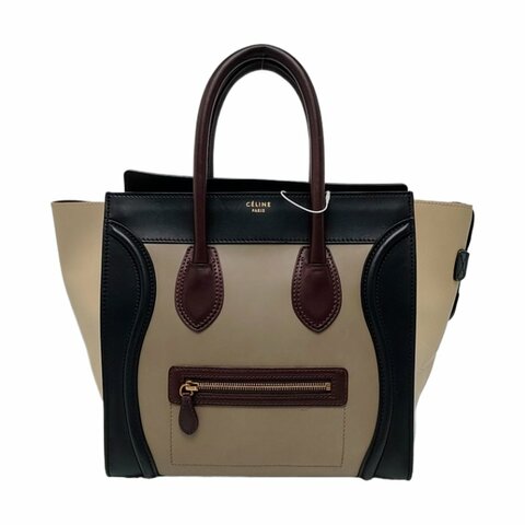 CELINE LUGGAGE迷你多色牛皮笑臉包手提包金色五金