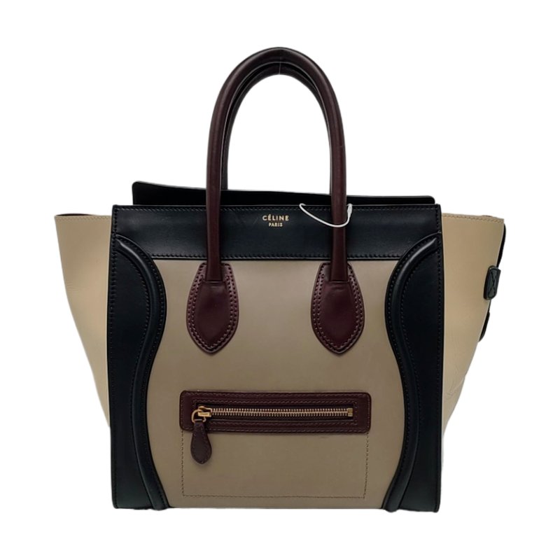 CELINE LUGGAGE迷你多色牛皮笑臉包手提包金色五金-0