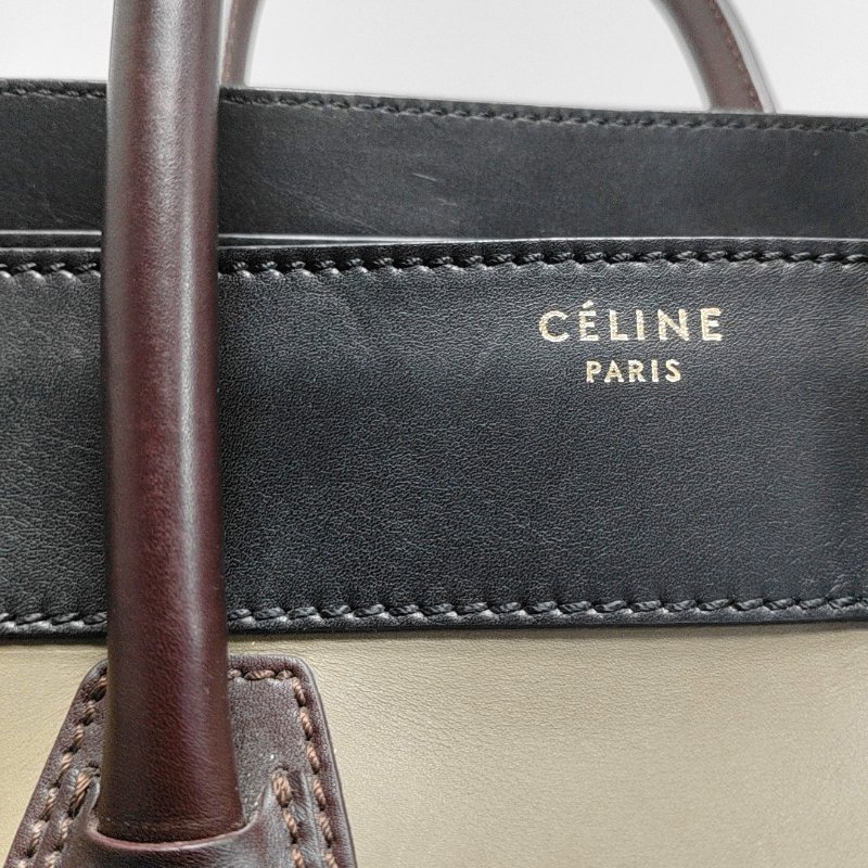 CELINE LUGGAGE迷你多色牛皮笑臉包手提包金色五金-9