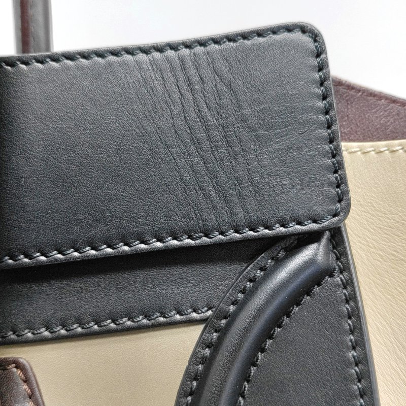 CELINE LUGGAGE迷你多色牛皮笑臉包手提包金色五金-15