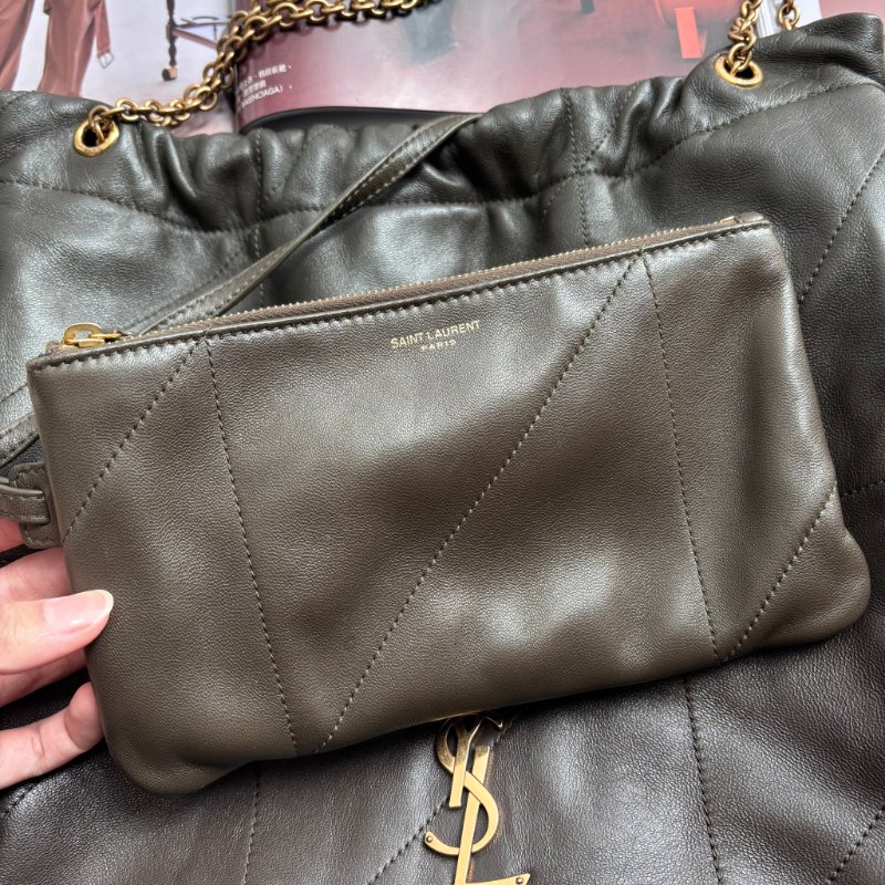 專櫃新款 ::Saint Laurent:: YSL 聖羅蘭 Jamie 小羊皮手袋 墨綠色 清麝香色 雙鏈肩背包 斜背包 流浪包 hobo-5