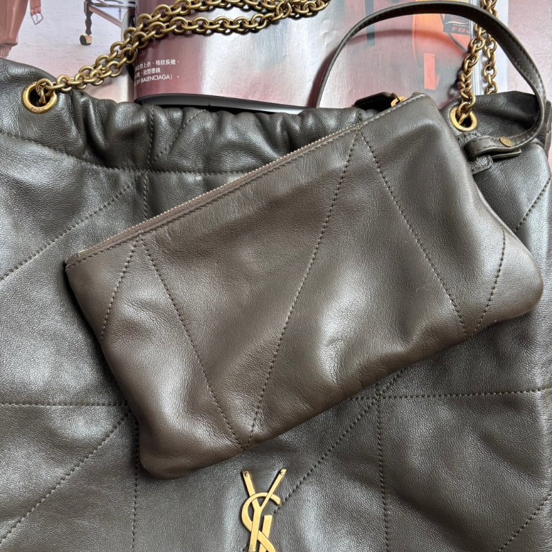 專櫃新款 ::Saint Laurent:: YSL 聖羅蘭 Jamie 小羊皮手袋 墨綠色 清麝香色 雙鏈肩背包 斜背包 流浪包 hobo-6