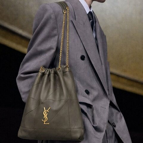 專櫃新款 ::Saint Laurent:: YSL 聖羅蘭 Jamie 小羊皮手袋 墨綠色 清麝香色 雙鏈肩背包 斜背包 流浪包 hobo