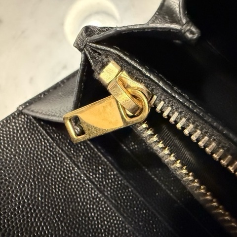 YSL 金色logo 黑色 長夾