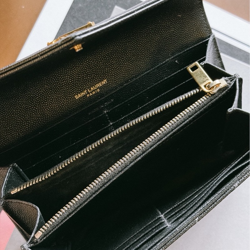 YSL 金色logo 黑色 長夾-1