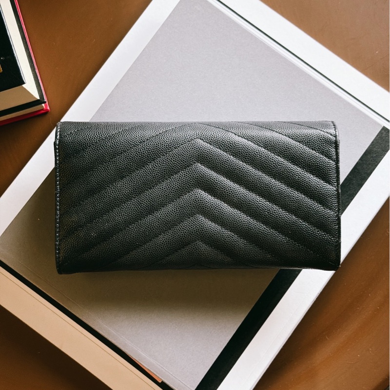 YSL 金色logo 黑色 長夾-4