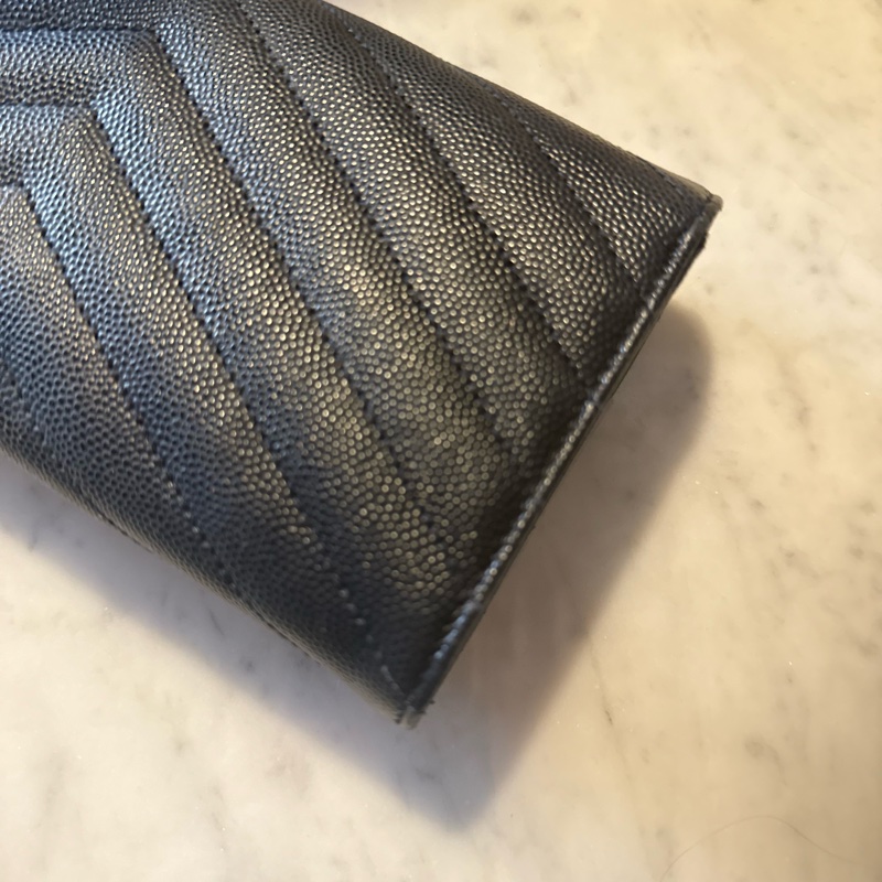 YSL 金色logo 黑色 長夾-7