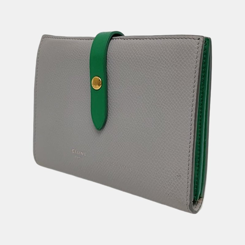 CELINE灰色牛皮錢包金色五金-2