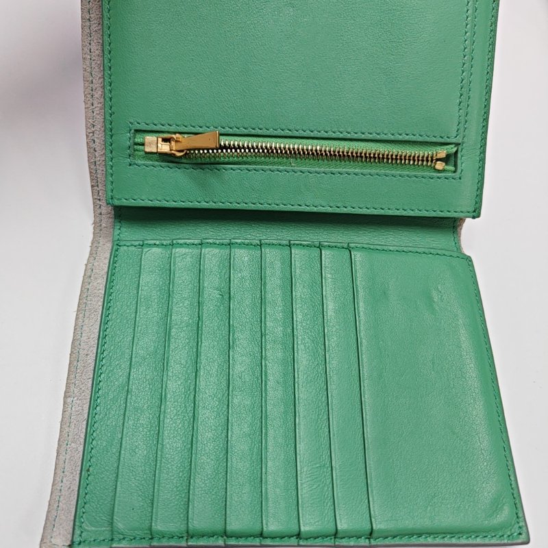 CELINE灰色牛皮錢包金色五金-6