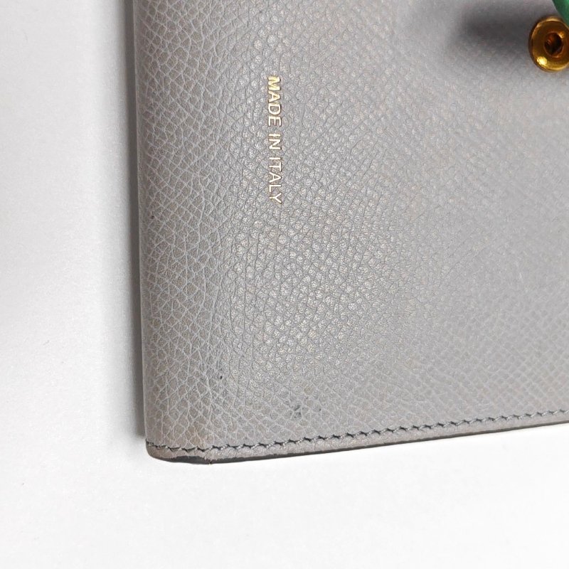 CELINE灰色牛皮錢包金色五金-9