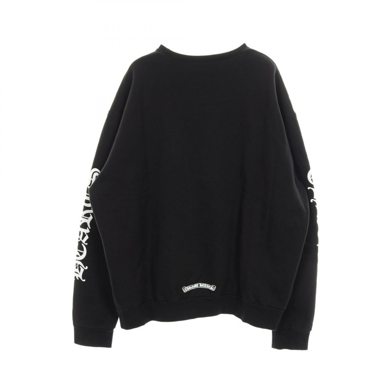 CHROME HEARTS 領口 Logo 衛衣 長袖上衣 #L 純棉 黑色 二手 男款-1