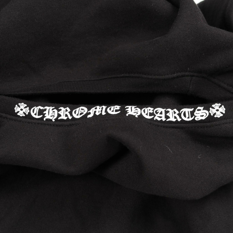 CHROME HEARTS 領口 Logo 衛衣 長袖上衣 #L 純棉 黑色 二手 男款-9
