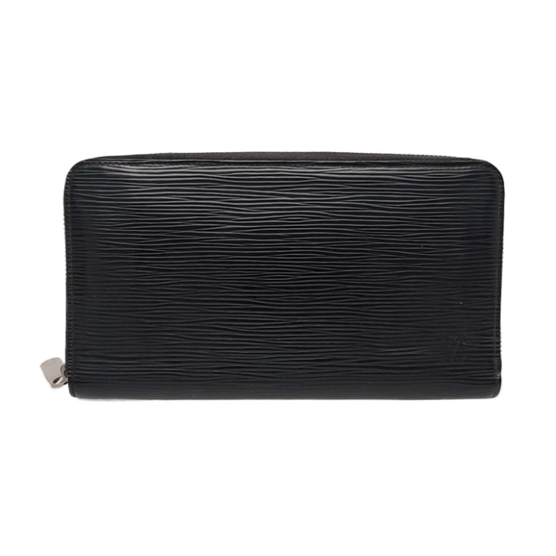 LOUIS VUITTON黑色EPI牛皮水波紋錢包銀色五金-0