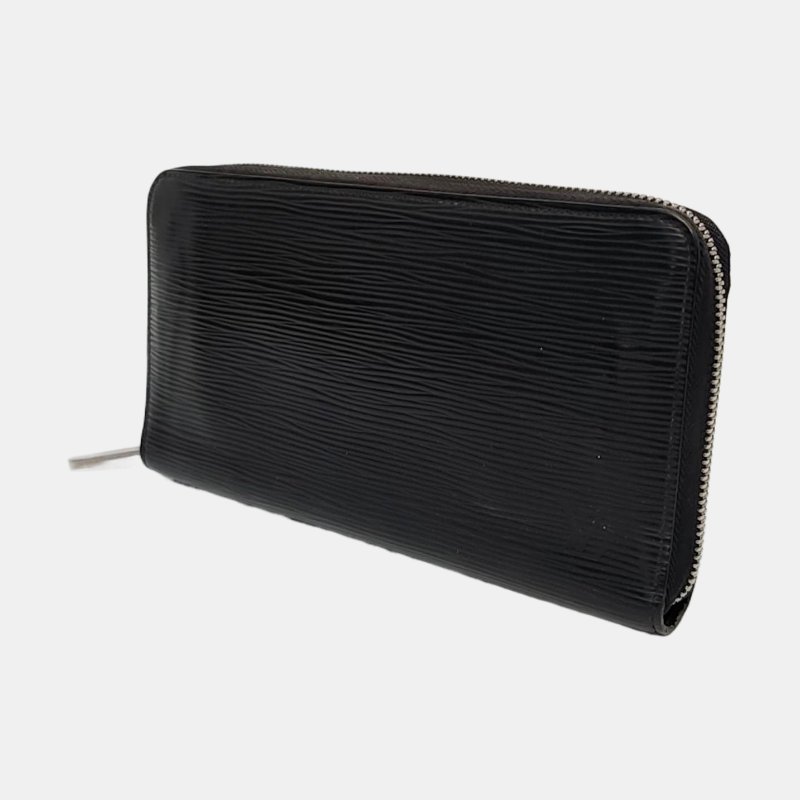 LOUIS VUITTON黑色EPI牛皮水波紋錢包銀色五金-2