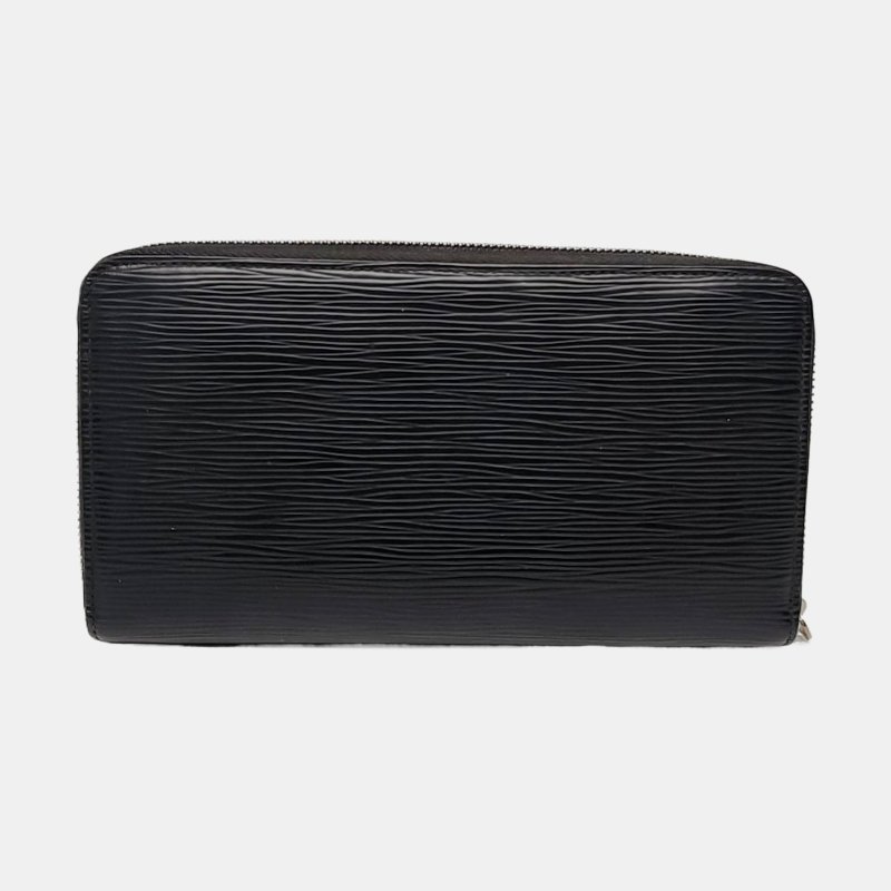 LOUIS VUITTON黑色EPI牛皮水波紋錢包銀色五金-4