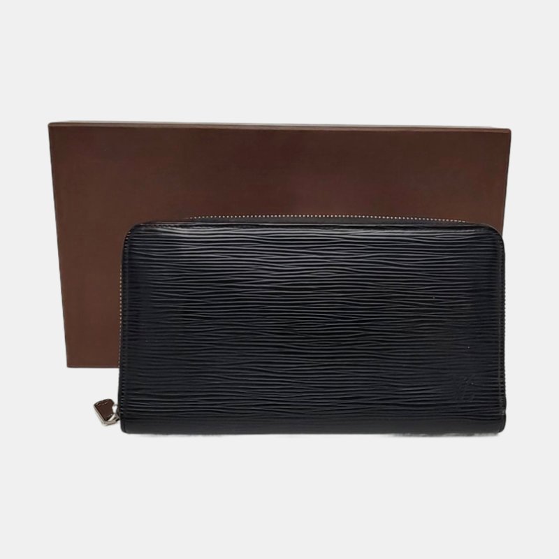 LOUIS VUITTON黑色EPI牛皮水波紋錢包銀色五金-7