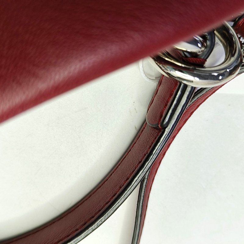 FENDI Peekaboo迷你西瓜紅羊皮單肩包手提包斜挎包金色五金可拆卸肩帶-9