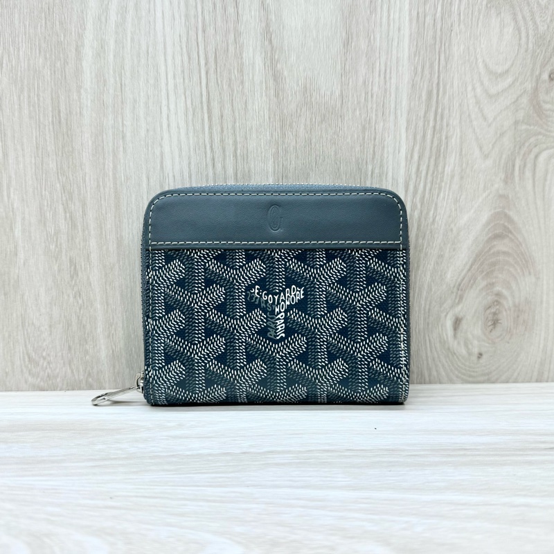 Goyard 灰色帆布拚小牛皮ㄇ拉短夾 MATIGNPMLTY51CL51P-0