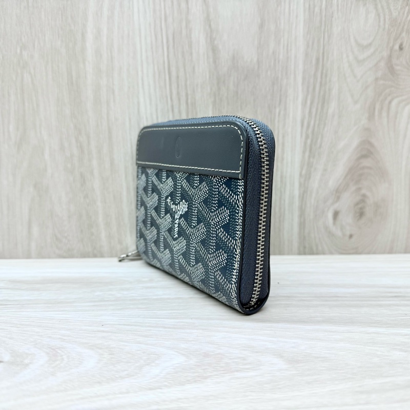 Goyard 灰色帆布拚小牛皮ㄇ拉短夾 MATIGNPMLTY51CL51P-2